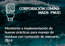 Corporación Lúmina- MADS- PNUD. Monitoreo a implementación de buenas prácticas para manejo de residuos con contenido de mercurio